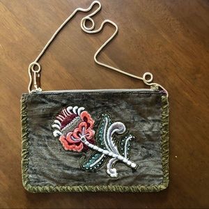 NWOT Steve Madden flower embroidered purse -brown